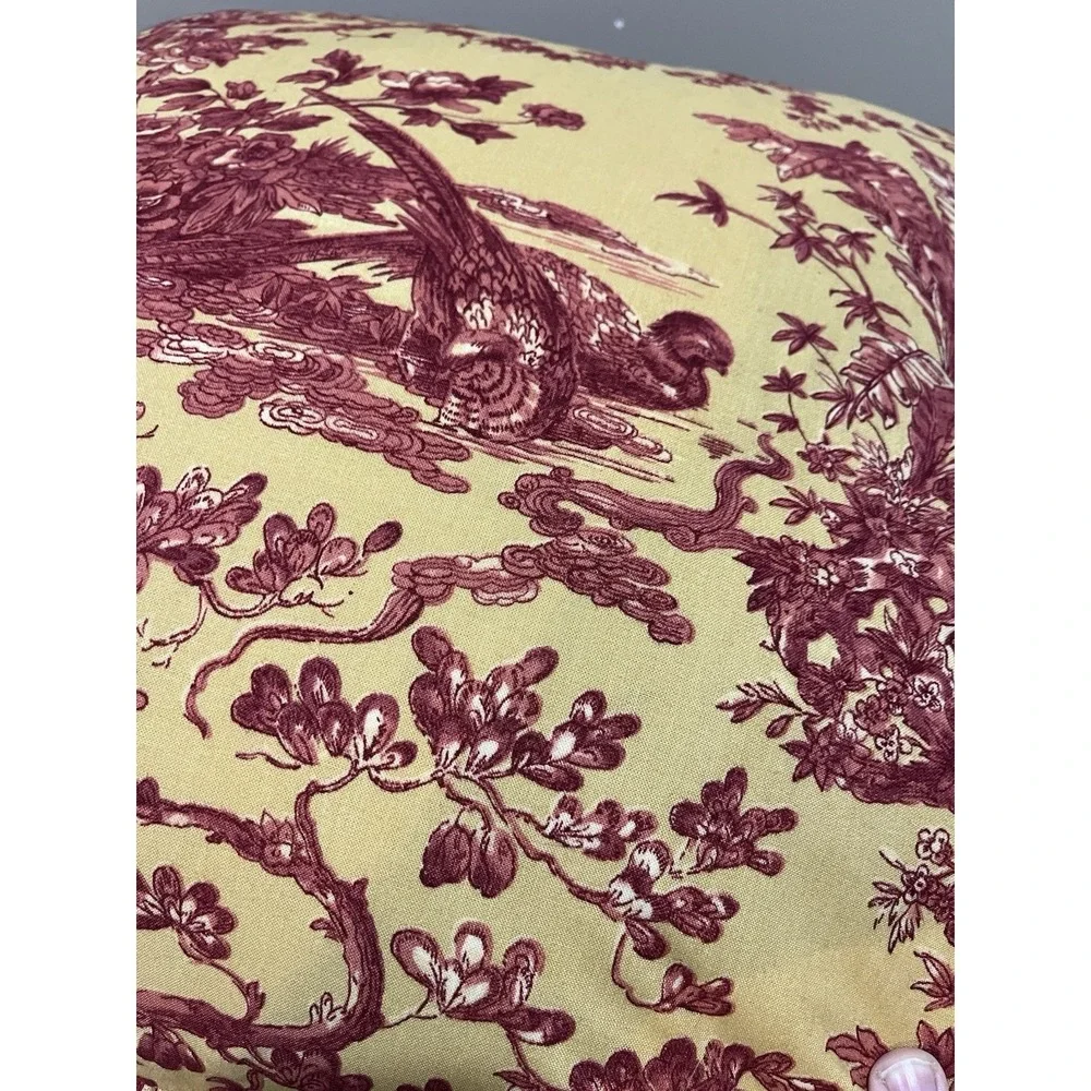 Throw Pillow Spice Red‎ Gold French Country Toile Bird Fringe 20x20